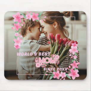 Mam 1 foto modern elegant roze girly moederdag muismat