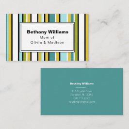 Mam afspeeldatum Eenvoudige blauwe groene streep r Visitekaartje