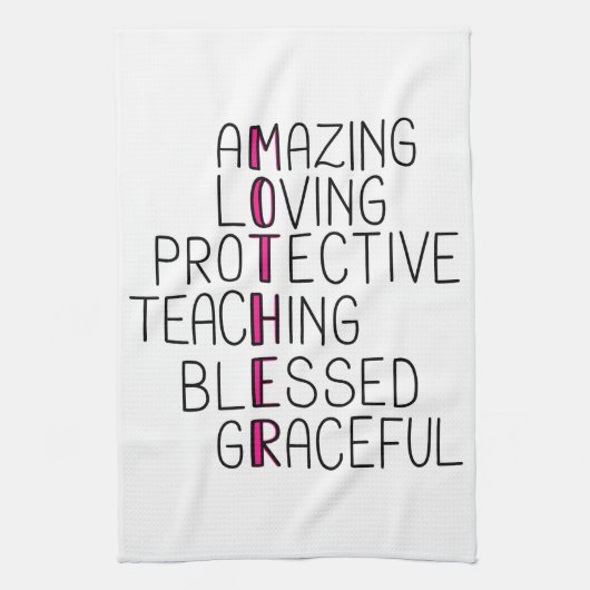 Mam Anagram Verbazingwekkende liefdevolle moeder Theedoek (Verticaal)