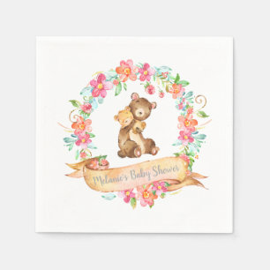 Mam Baby Beer Woodland Floral Wreath Spring Shower Servet