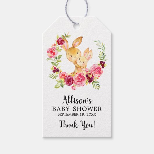 Mam & Baby Bunny Shower Favor Gift Label Cadeaulabel (Voorkant)