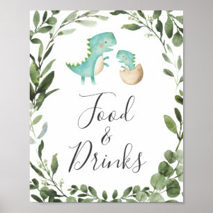 Mam Baby Dinosaur Baby shower Food and Drinken Sig Poster