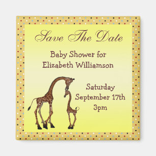 Mam & Baby Giraffe Save the Date Baby shower Magneet