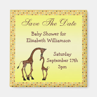 Mam & Baby Giraffe Save the Date Baby shower Magneet