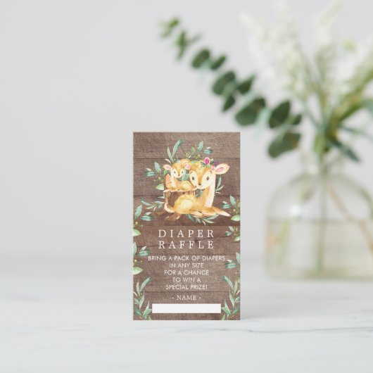 Mam & Baby Herten Baby shower Luier Raffle Ticket Informatiekaartje (Staand voorkant)