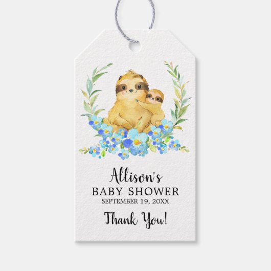 Mam & Baby Sloth Douche Favor Gift Label Cadeaulabel (Voorkant)