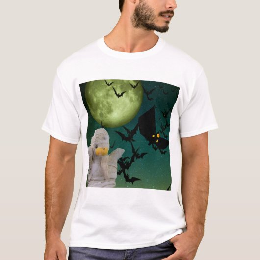 Mam, Bat en Moon Halloween T-shirt (Voorkant)