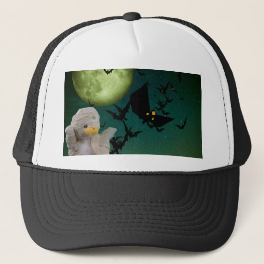Mam, Bat en Moon Halloween Trucker Pet (Voorkant)
