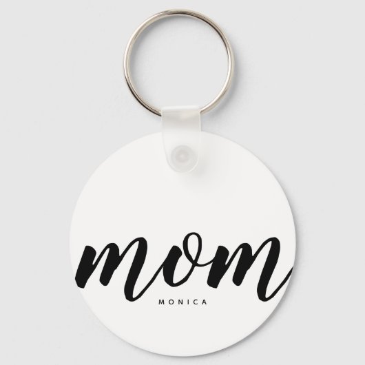 Mam Black & White Minimalist Button Key Ring Sleutelhanger (Voorkant)