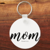 Mam Black & White Minimalist Button Key Ring Sleutelhanger (Voorkant)