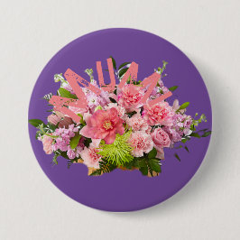 Mam! Bloemen Ronde Button 7,6 Cm