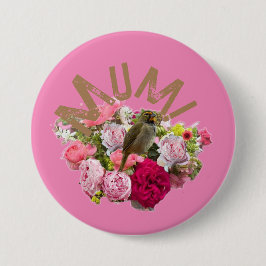 Mam! Bloemen Ronde Button 7,6 Cm