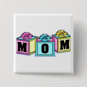 Mam (Blokken) Vierkante Button 5,1 Cm