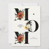 MAM Boho Flowers Zwart Happy Moederdag Feestdagenkaart (Voorkant)
