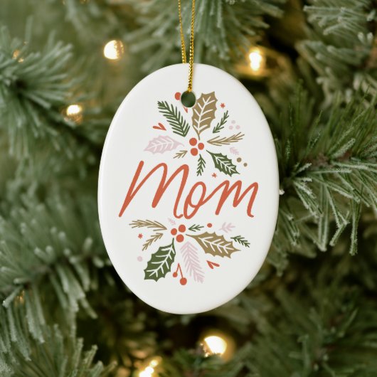 Mam Bright Holly kerstfoto Keramisch Ornament (Boom)