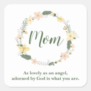 Mam charme floral wreath vierkante sticker