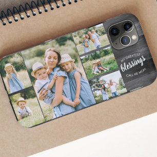 Mam Citaat 6 Foto Collage Rustic Gray iPhone 11 Pro Max Hoesje
