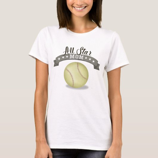 Mam Cute Whimsical All Star Softball Sign T-shirt (Voorkant)