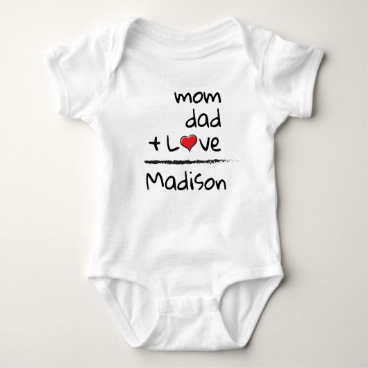 Mam Dad Love Baby Name Persoonlijk Romper (Voorkant)