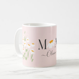 Mam daisy floral baby shower nieuwe babyroze koffiemok