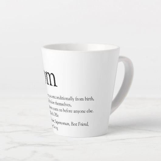 Mam Definition Quote Black en White Latte Mok (Rechterhoek)
