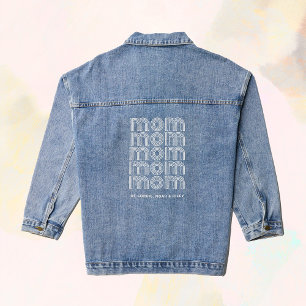 mam Disco Stijl Tekst met Kindernamen Denim Jacket