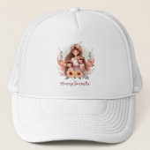 Mam en aughters met Floral Background Trucker Pet (Voorkant)