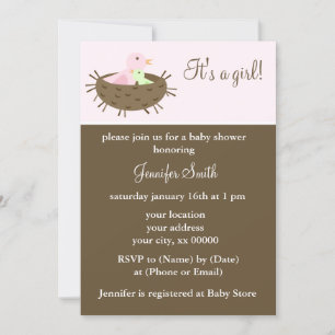 Mam en Baby Bird Meisje Baby shower Kaart