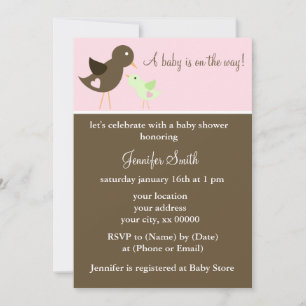 Mam en Baby Birds Meisje Baby shower Kaart