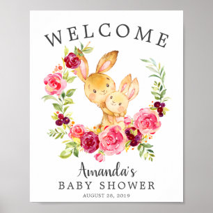 Mam en Baby Bunny WelkomstBaby shower Poster