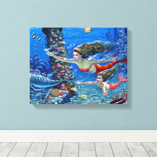 mam en baby canvas afdruk (Insitu (Houten vloer))