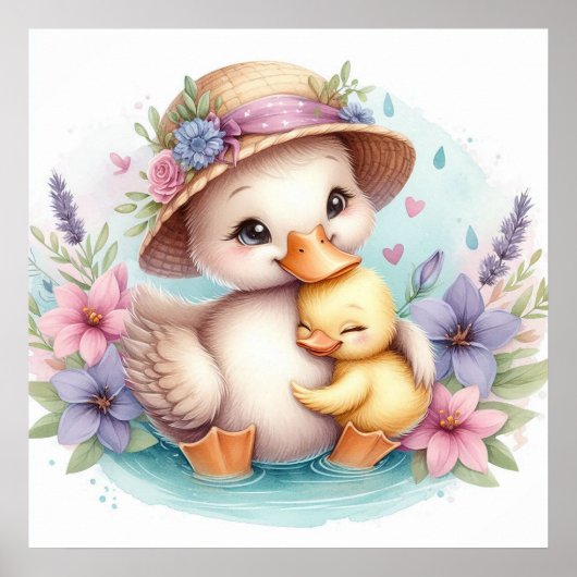 Mam en Baby Duck Poster (Voorkant)