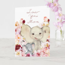 Mam en Baby Elephant Birthday Card