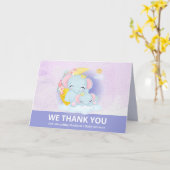 Mam en Baby Elephant Paars Hartelijk dank Kaart (Gele Bloem)