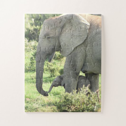 Mam en Baby Elephant Puzzle Legpuzzel (Verticaal)
