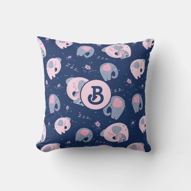 Mam en Baby Elephant Sierkussen (Voorkant)