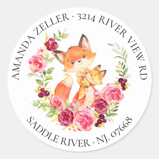 Mam en Baby Fox Shower-logo Ronde Sticker (Voorkant)