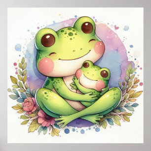 Mam en Baby Frog Poster