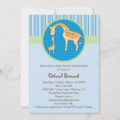 Mam en Baby Giraffe Baby Boy Shower Invitation Kaart (Voorkant)