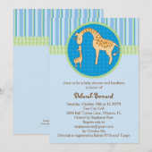 Mam en Baby Giraffe Baby Boy Shower Invitation Kaart (Voorkant / Achterkant)