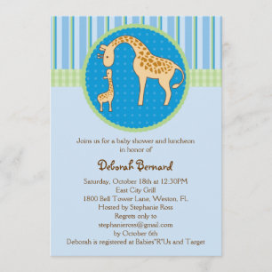Mam en Baby Giraffe Baby Boy Shower Invitation Kaart