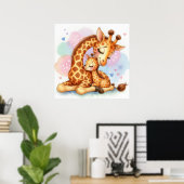 Mam en Baby Giraffe Poster (Thuiskantoor)