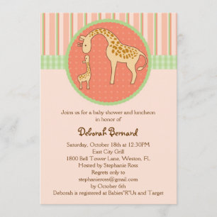 Mam en Baby Giraffe Unisex Baby shower Uitnodiging