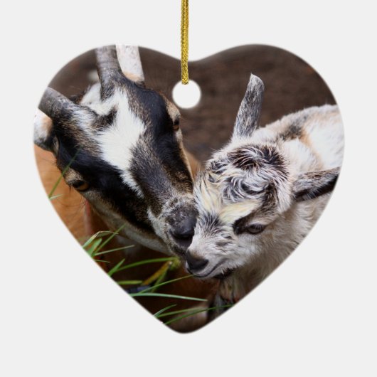 Mam en Baby Goat Keramisch Ornament (Achterkant)