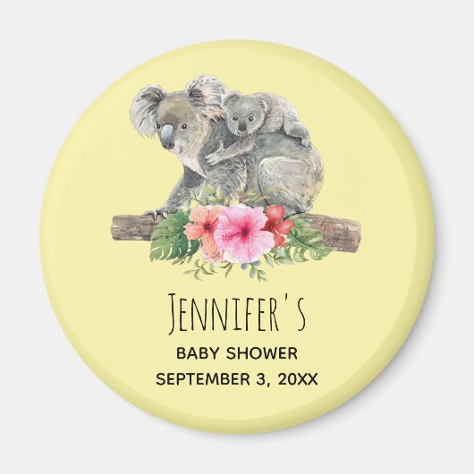 Mam en Baby Koala Beren Cute Waterverf Baby shower Magneet (Voorkant)