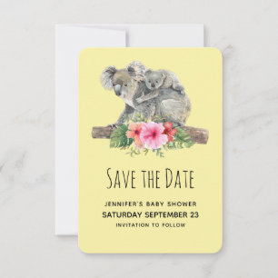 Mam en Baby Koala Beren Cute Waterverf Baby shower Save The Date