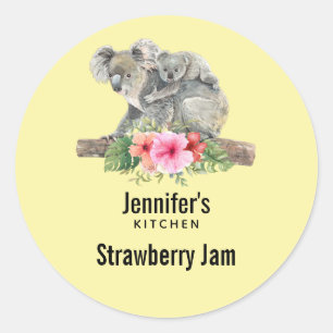 Mam en Baby Koala Beren Cute Waterverf Kitchen Ronde Sticker
