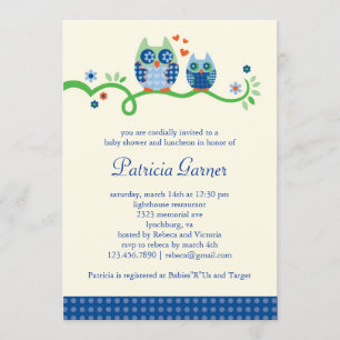 Mam en Baby Owl Baby Boy Shower Invitation Kaart