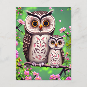 Mam en Baby Owl Briefkaart