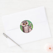 Mam en Baby Owl Ronde Sticker (Envelop)